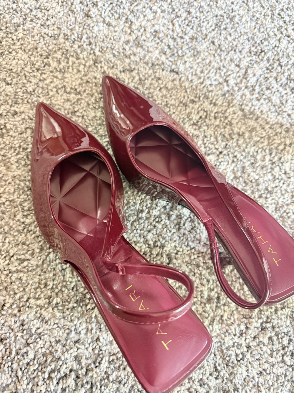 Tahari Wine Patent Pointed-Toe Slingback Heels